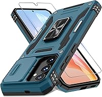 Vista 75 de DEERLAMN - Funda para Samsung Galaxy A15 5G con cubierta deslizante para la cámara + protector de pantalla (1 paquete), soporte giratorio con anillo