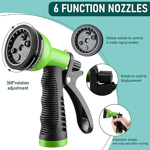 Miniatura 3 de Pangda Manguera de jardín de bobina de 50 pies x 38 pulgadas, manguera de agua expandible de EVA con boquilla de pulverización de 6 funciones,