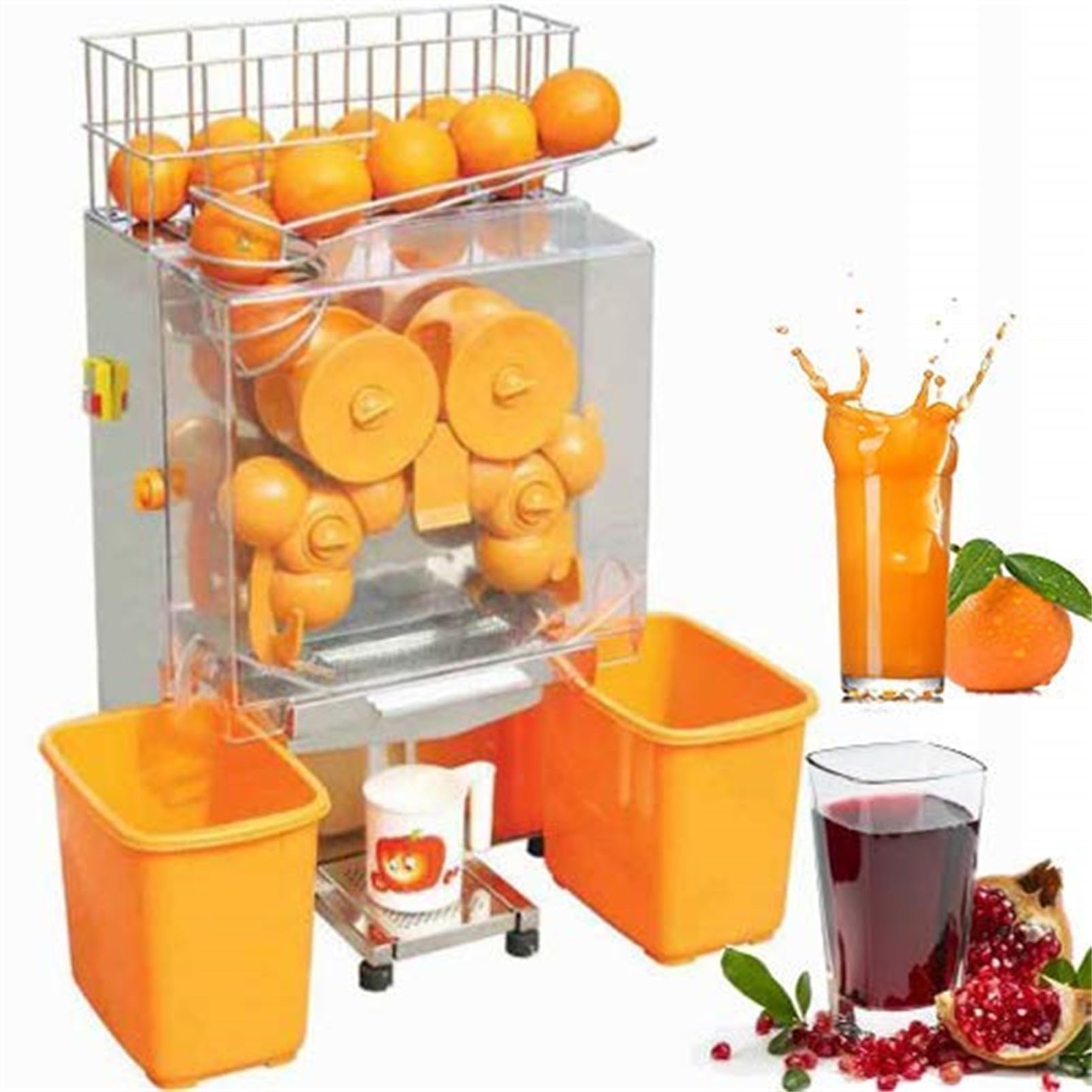BROAND Commercial Fresh Orange Juice Making Machine 120W Automatic Juice Extractor with Water Tap Stainless Steel Orange Squeezer