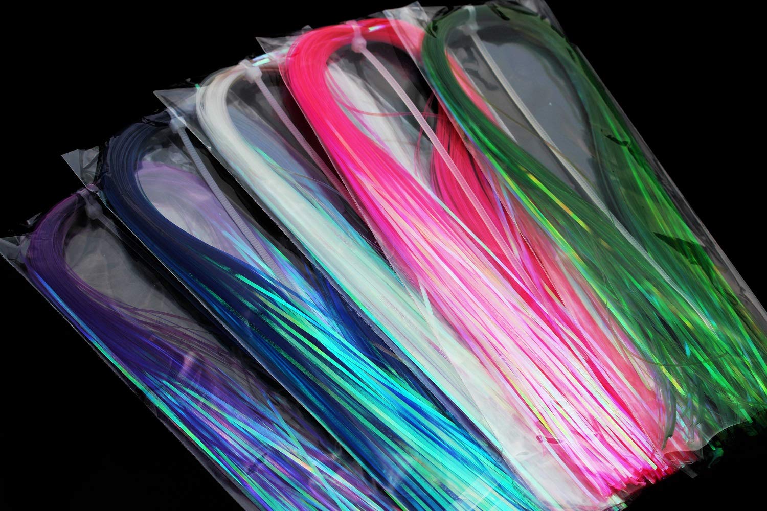 Tigofly 5 Colors Mixed Wide Pearl Coating Magnum Flashabou 1MM Hedron Holographic Tinsel Flash Fly Tying Materials