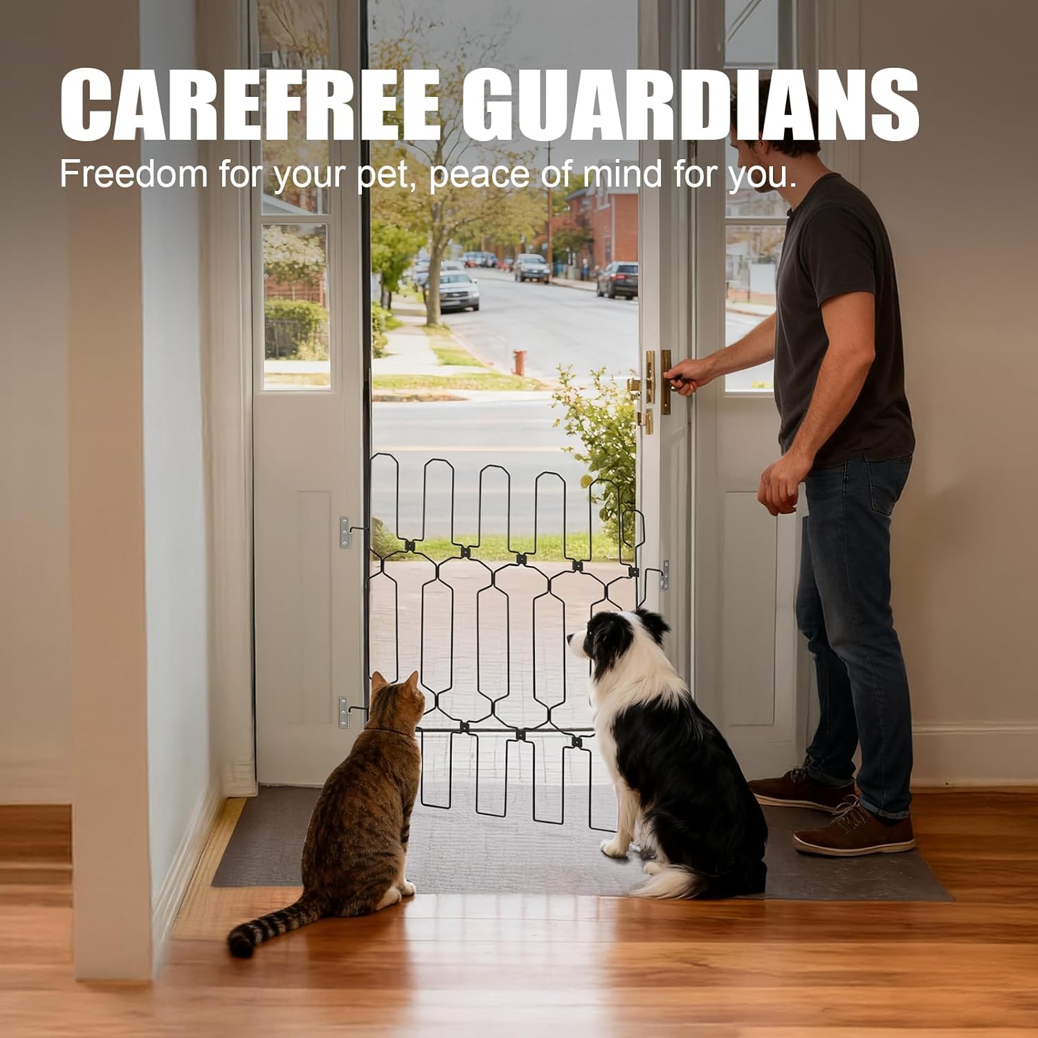 Retractable Dog Gate for Front Door, 35" Safety Metal Pet Gate for Dogs When Opening, Easy Install Front Entry Dog Door Barrier