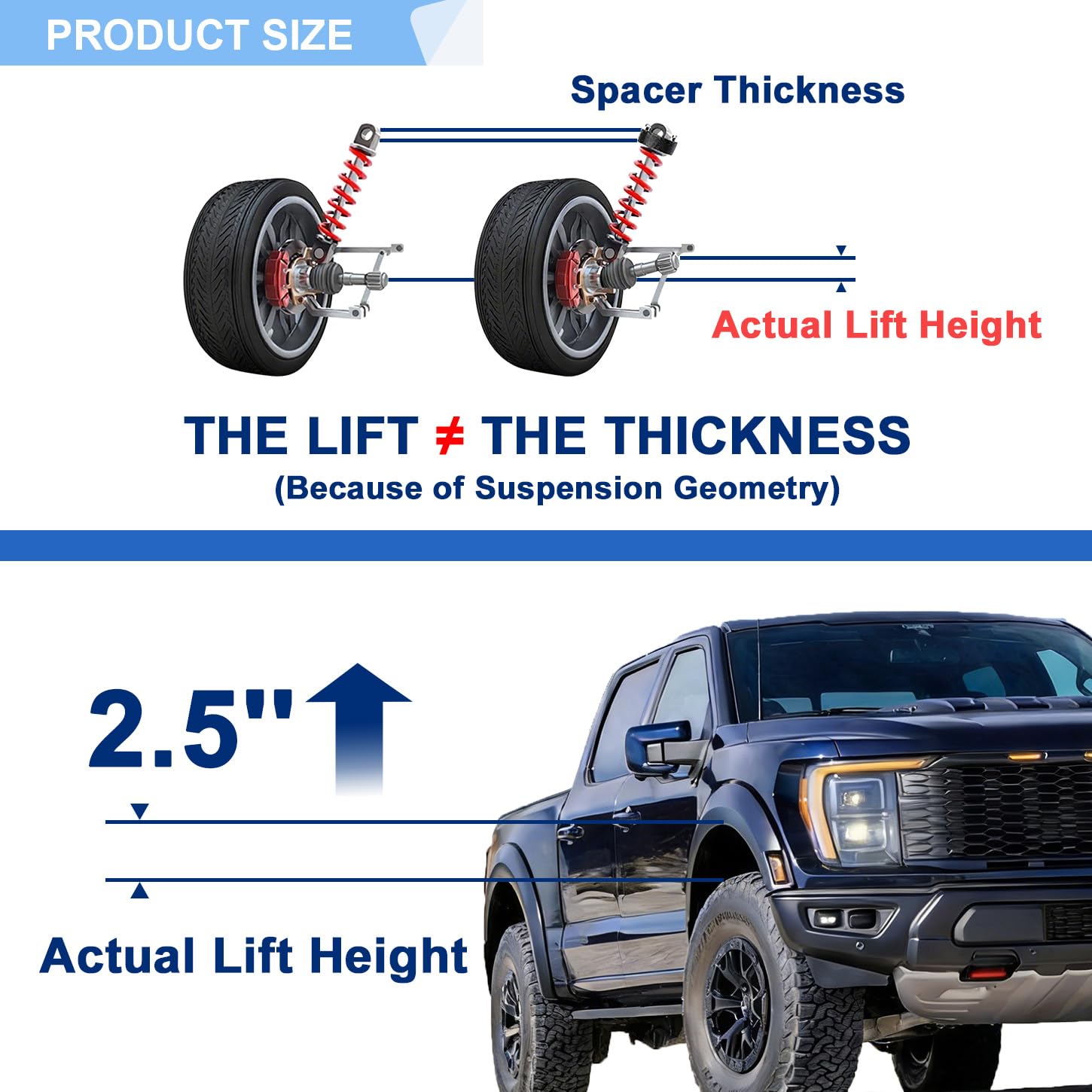 1stpower-tech 2.5" Front Leveling Lift Kit For 2007-2024 Chevy Silverado / GMC Sierra 1500 2WD – Billet Aluminum