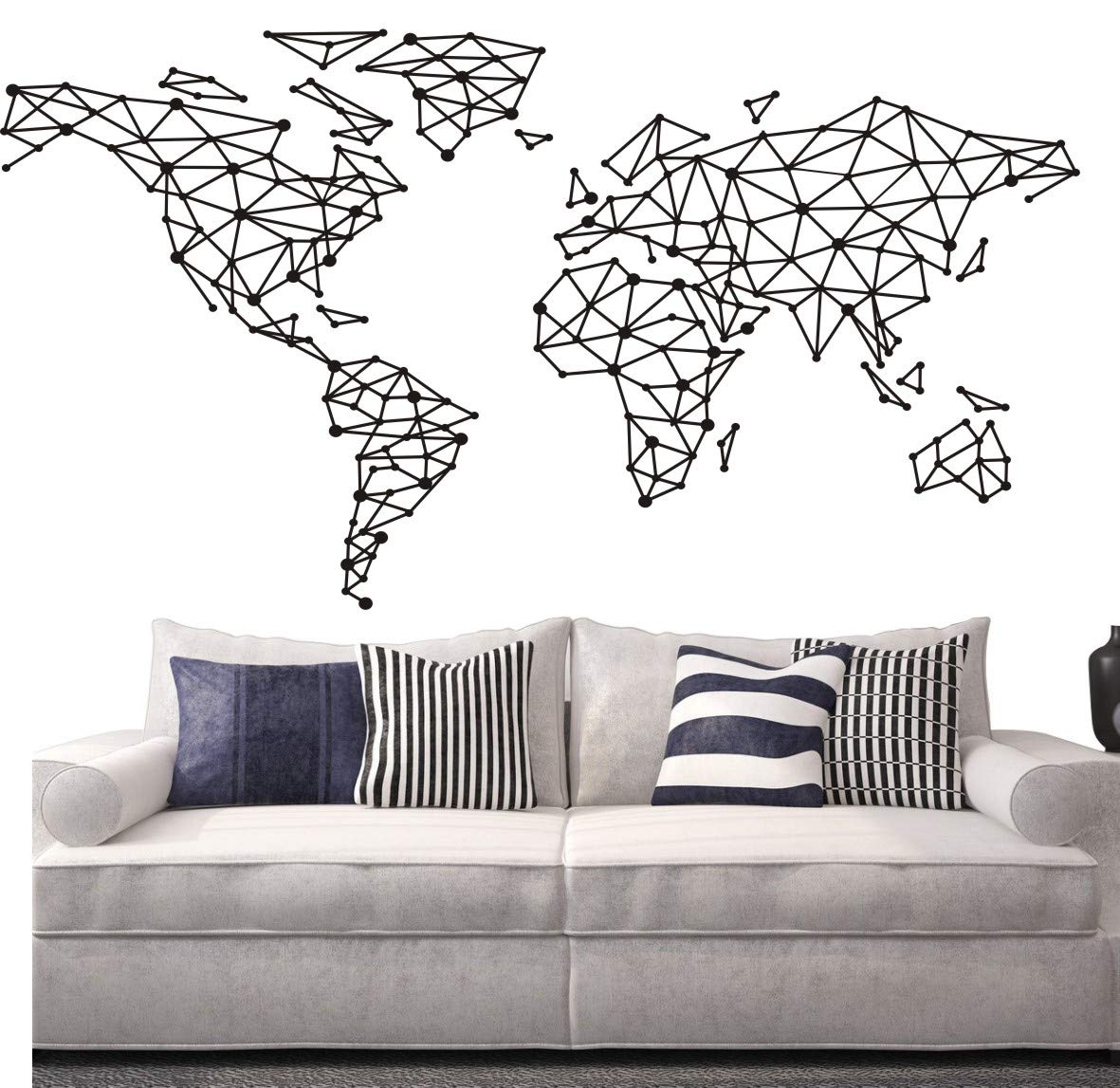 Geometric Design World Map Wall Decal Home Decoration Art Special World