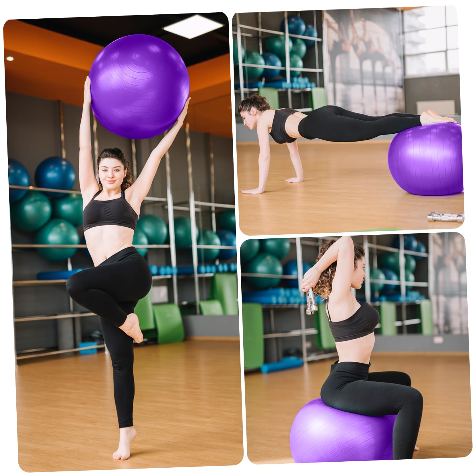 ibasenice Lila Yoga Ball Gymnastikball aus PVC mit Pumpe für Übungen