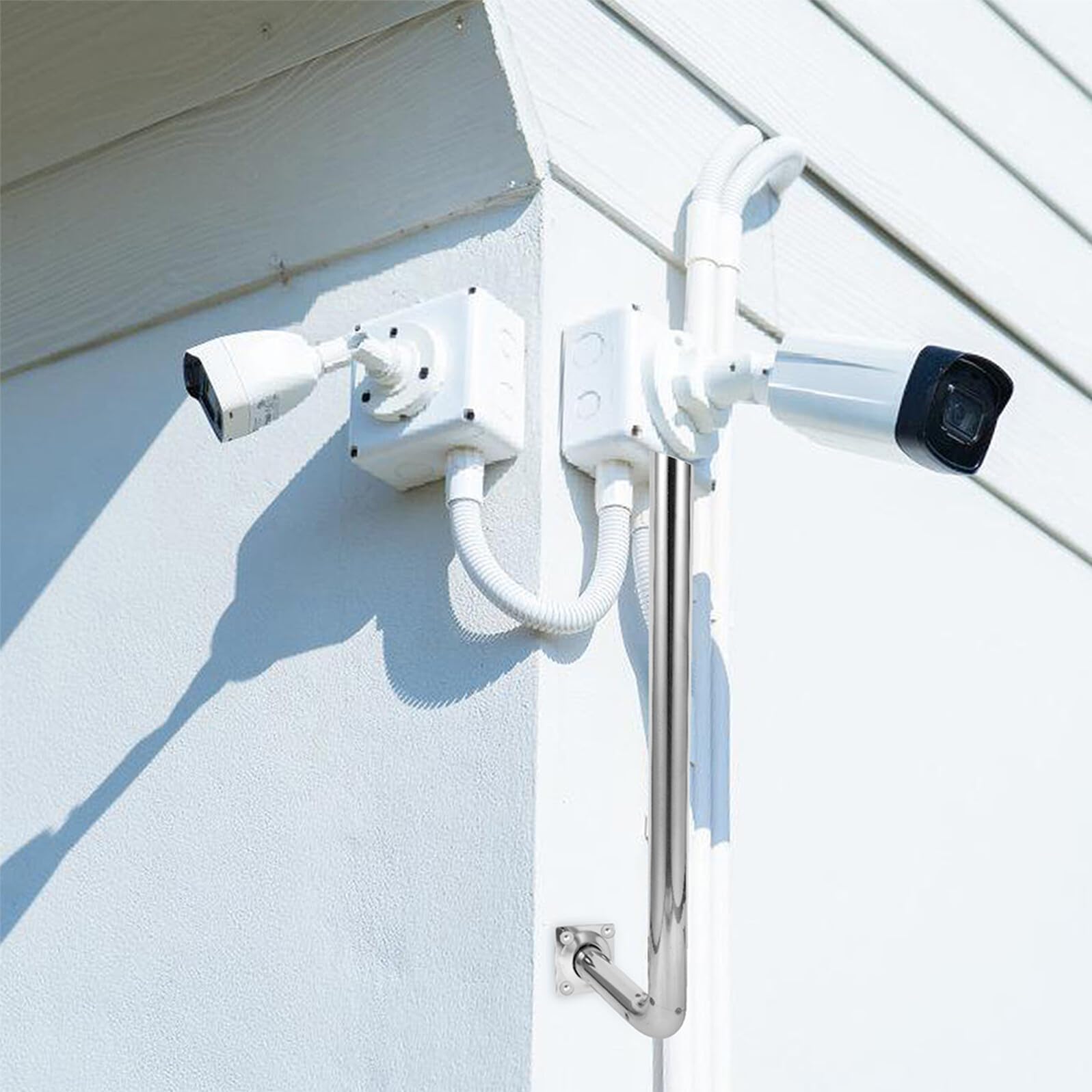 Ipetboom Support de Tuyau en Acier Inoxydable L pour Antennes WiFi Extérieur, Protection Stable Les Chocs, Transmission du Signal, Lot de 2 Pièces pour Usage Résidentiel et Commercial
