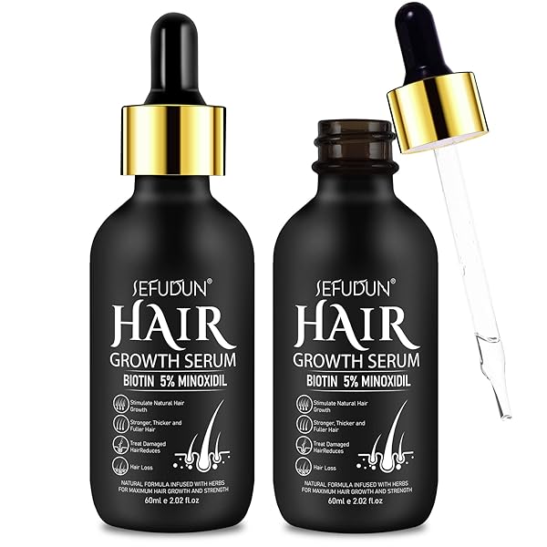 2Pack 5% Minoxidil for Men & Women, Minoxidil for Women Hair Growth, Minoxidil for Men Beard, Natural Hair Regrowth Treatment for Hair Loss Hair Thinning, Thicker Fuller Healthier Hair