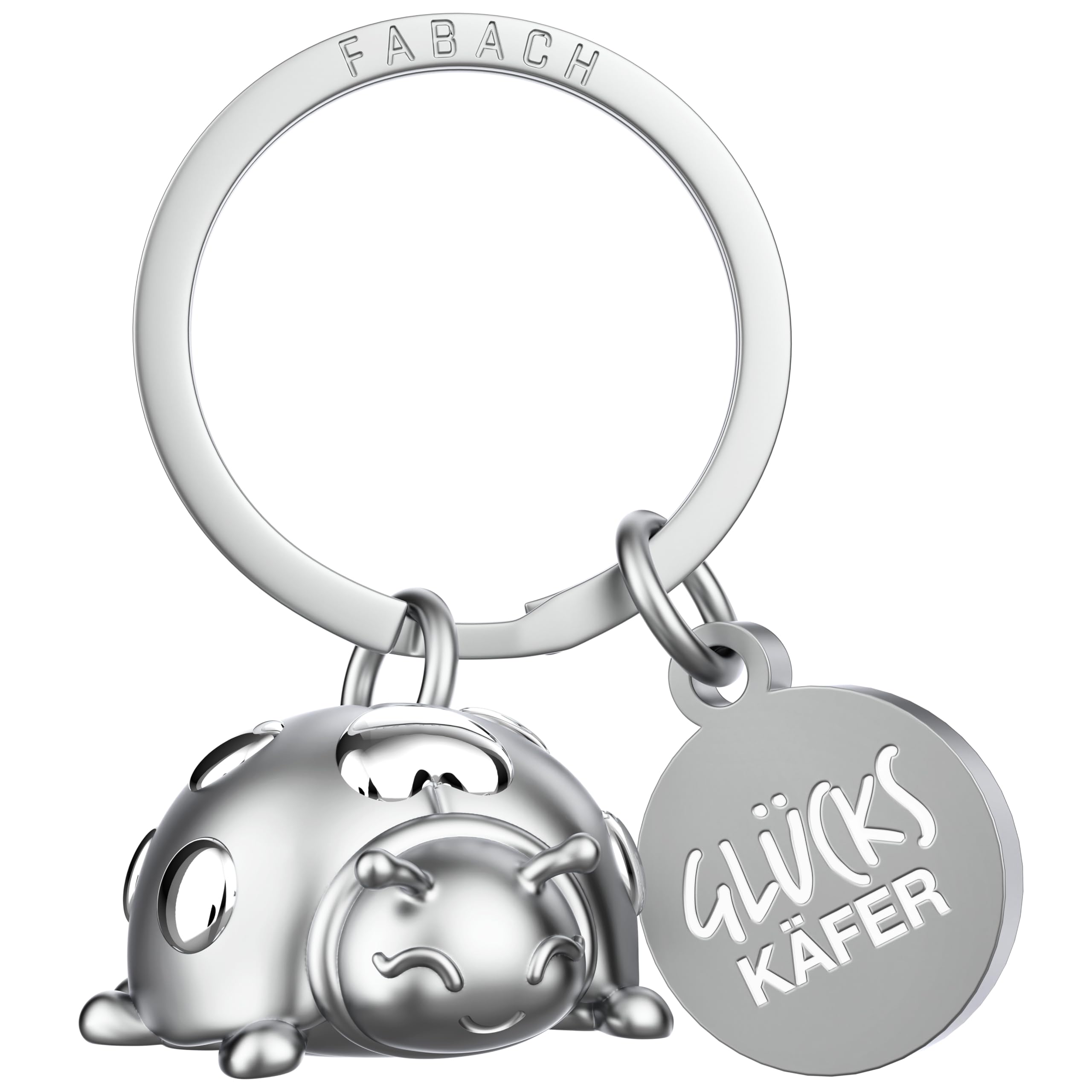 FABACH Ladybird Keyring Lucky Charm Marie - Ladybird Lucky Charm Good Luck - Lucky Charm Car - Gift Good Luck, silver, 1, Modern
