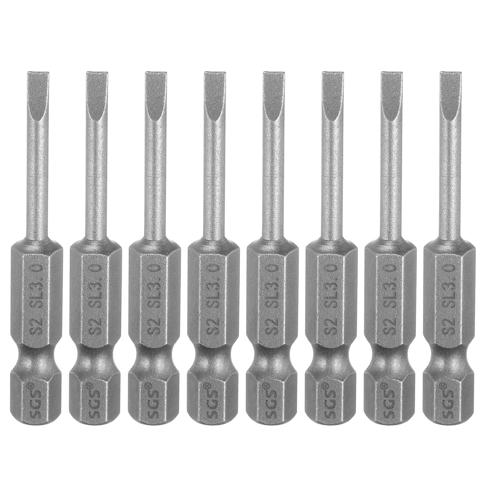 sourcing map 8pcs SL3 Slotted Screwdriver Bits 3mm Slotted Tip 1/4" Hex Shank 50mm (2") Long Magnetic Flat Head S2 Steel Screw Driver Drill Bits Industrial Power Screwdriver Bit