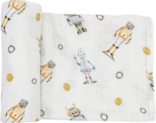 immispace - Ultra Soft Swaddle Blanket | Muslin Blankets for Girls & Boys | Newborns & Infants Gifts | 30% Organic Cotton + 70% Rayon | Large 47" x 47" | Machine Washable (Robot)