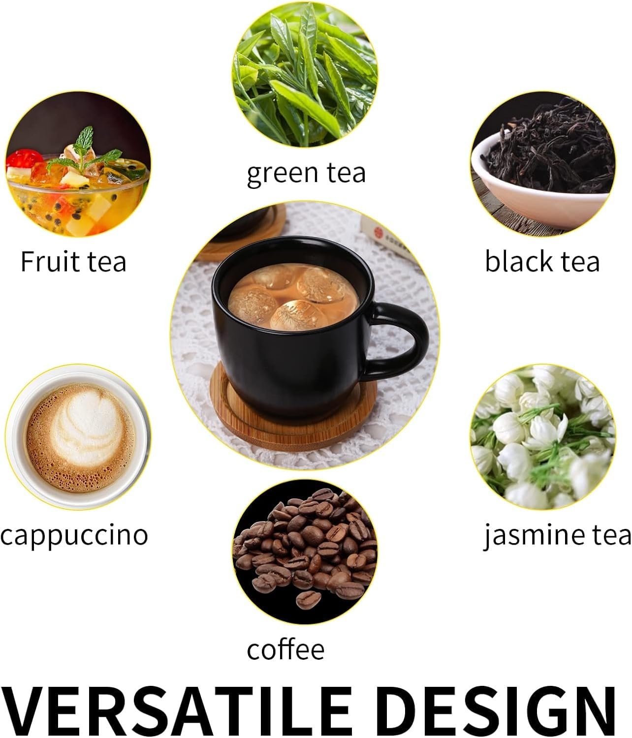 Set di 6 tazze da espresso e piattini, 113,4 g, tazze da caffè Demitasse con manico, per bevande caffè, latte, cappuccino, caffè moka e tè, tazze da caffè in porcellana, per bar, casa e feste, colore