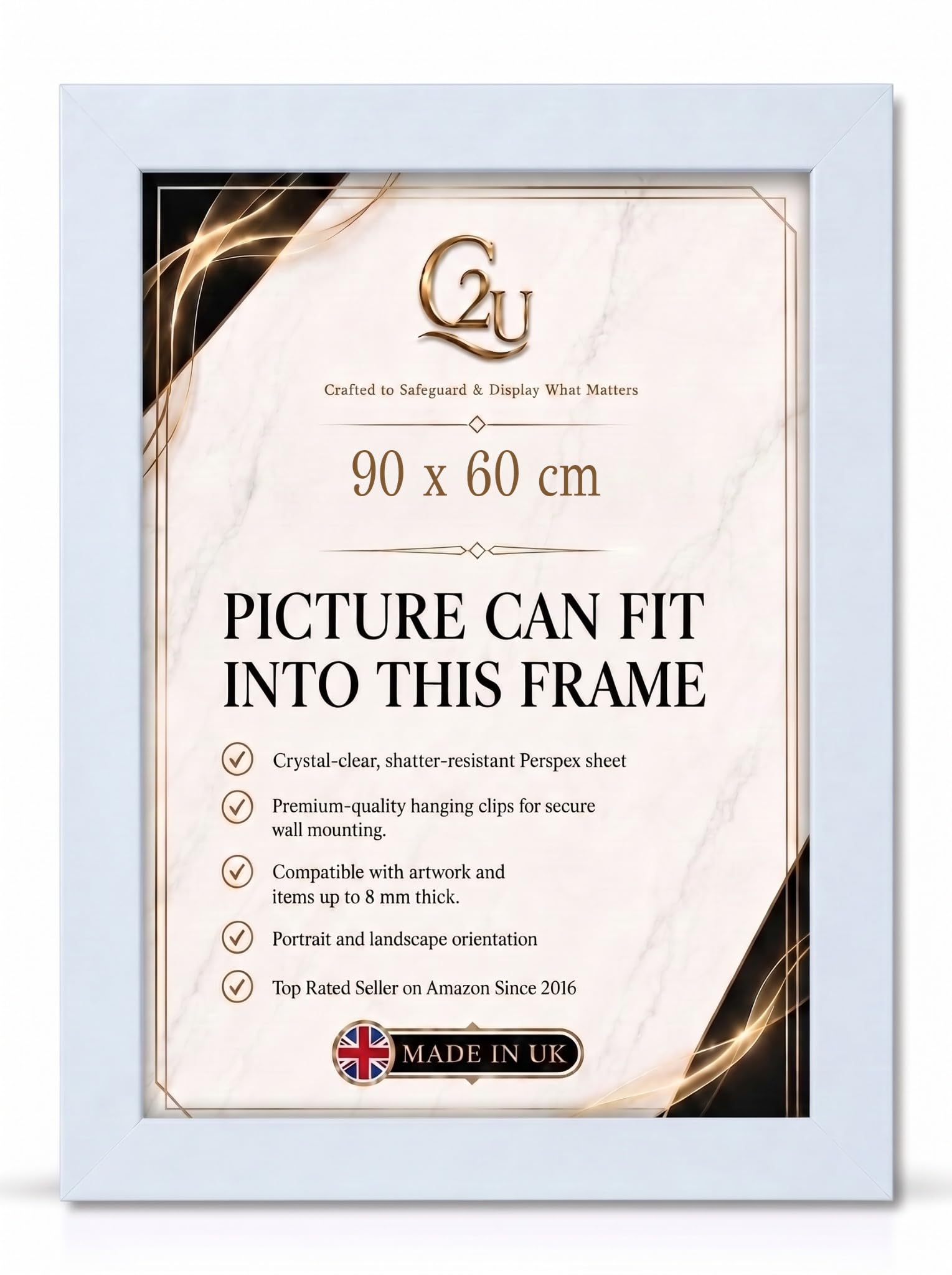 90x60 cm White White Picture Frame – Wood Effect Photo, Poster & Jigsaw Puzzle Frame for Certificates & Artwork – Wall Mount Portrait & Landscape — image 1