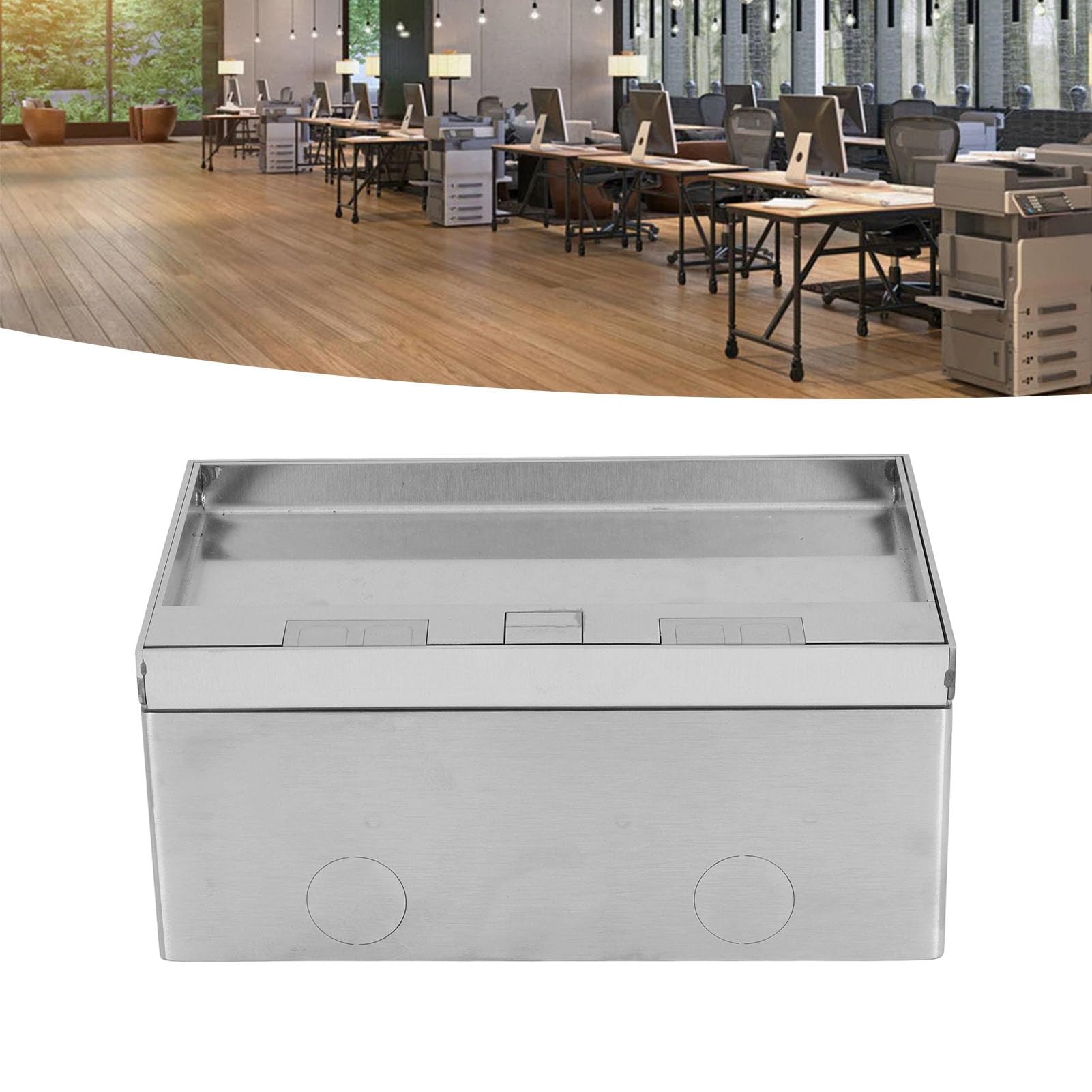 lyrlody Bodeneinbausteckdose, Wasserdichte Unterflursteckdose Recessed Floor Outlet Box mit 2 Steckdosen und 2 USB-Anschlüssen 16A 4000W, für Büro Hotel Einkaufszentrum Lyrlody