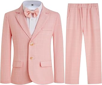 Boys Suit 3 Piece Plaid Suits Set Kids Toddler Boy Formal Birthday Party Ring Bearer Outfit