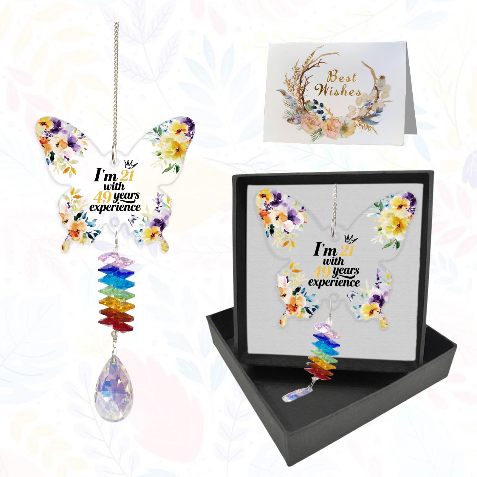 Attrape-soleil en cristal de haute pureté aux ailes de papillon