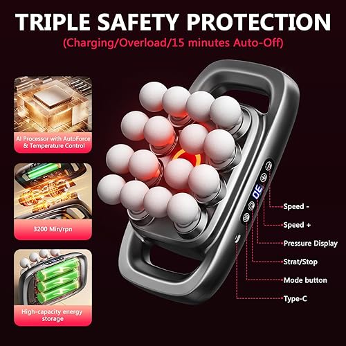 Miniatura 4 de Juego de 16 pistolas de masaje de cabeza, masaje corporal para espalda, hombros, cuello, piernas, pies, pistola de masaje de tejido profundo,