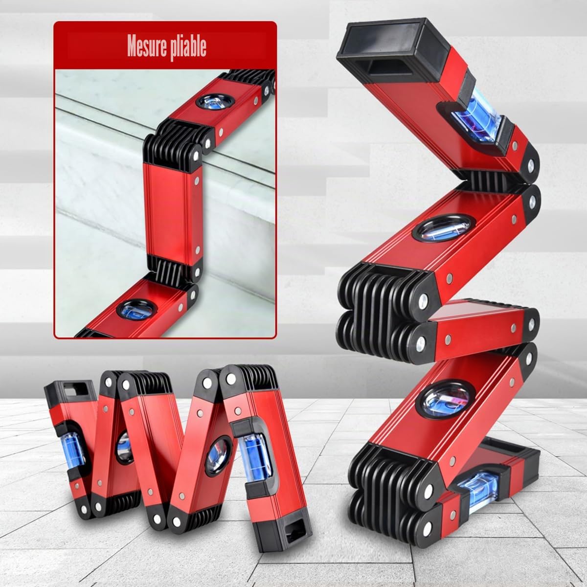 N&S Juvyig - Outil multifonction pliable pour la menuiserie, outil de mesure multi-angle pour la menuiserie, nivellement précis dans n'importe quelle position, règle