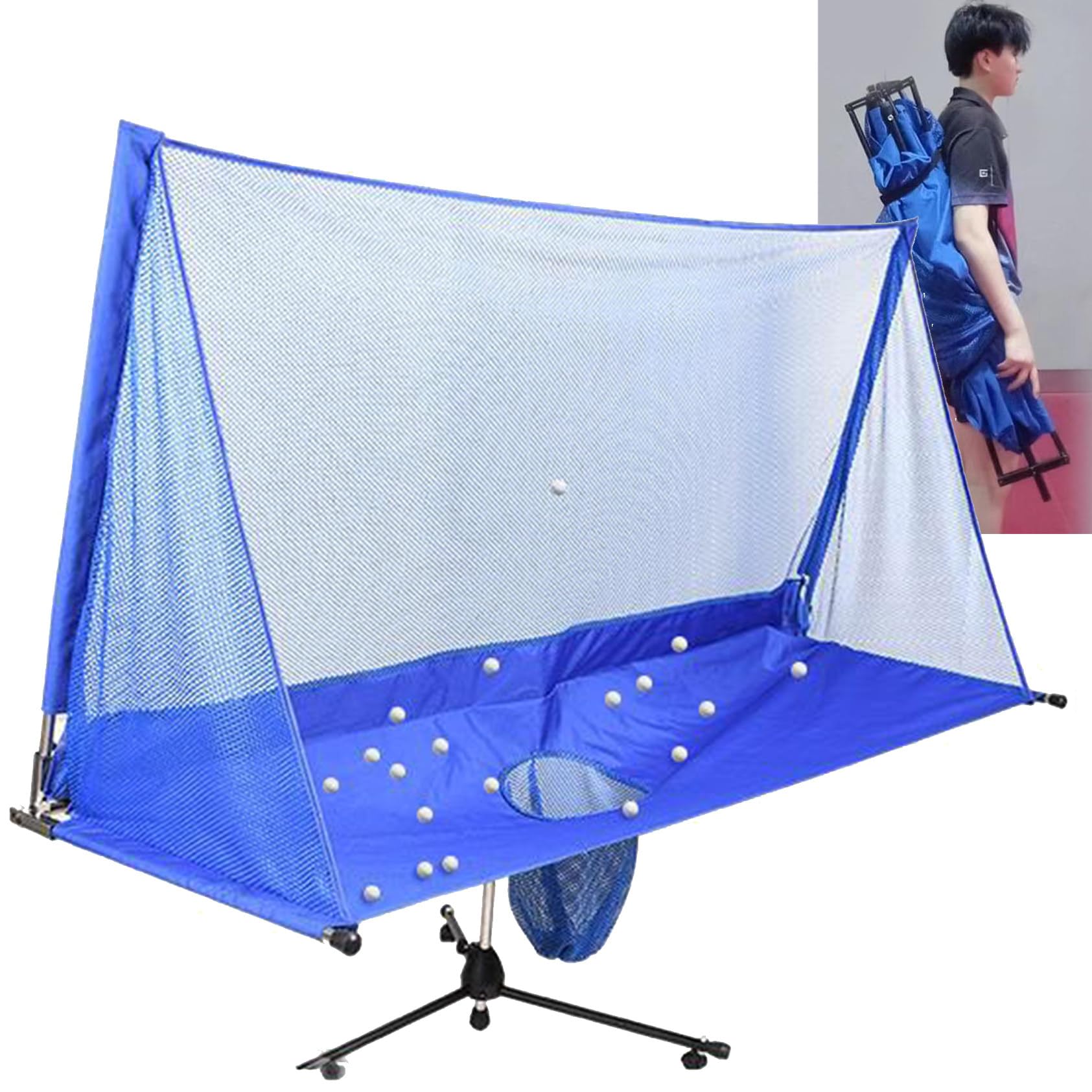 Table Tennis Robot Catch Net, Large Ping Pong Practice Net with Wheels for Ping Pong Robots, Serves and Multi-Ball Training, for Indoor Outdoor Serve Practice,148x170cm/58.3x66.9in