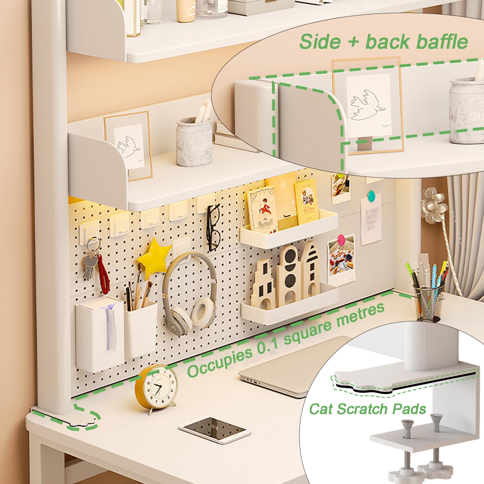 Organizer da scrivania con morsetto, multiuso, libreria da tavolo, libreria regolabile, espositore da scrivania (nero, 80 cm)