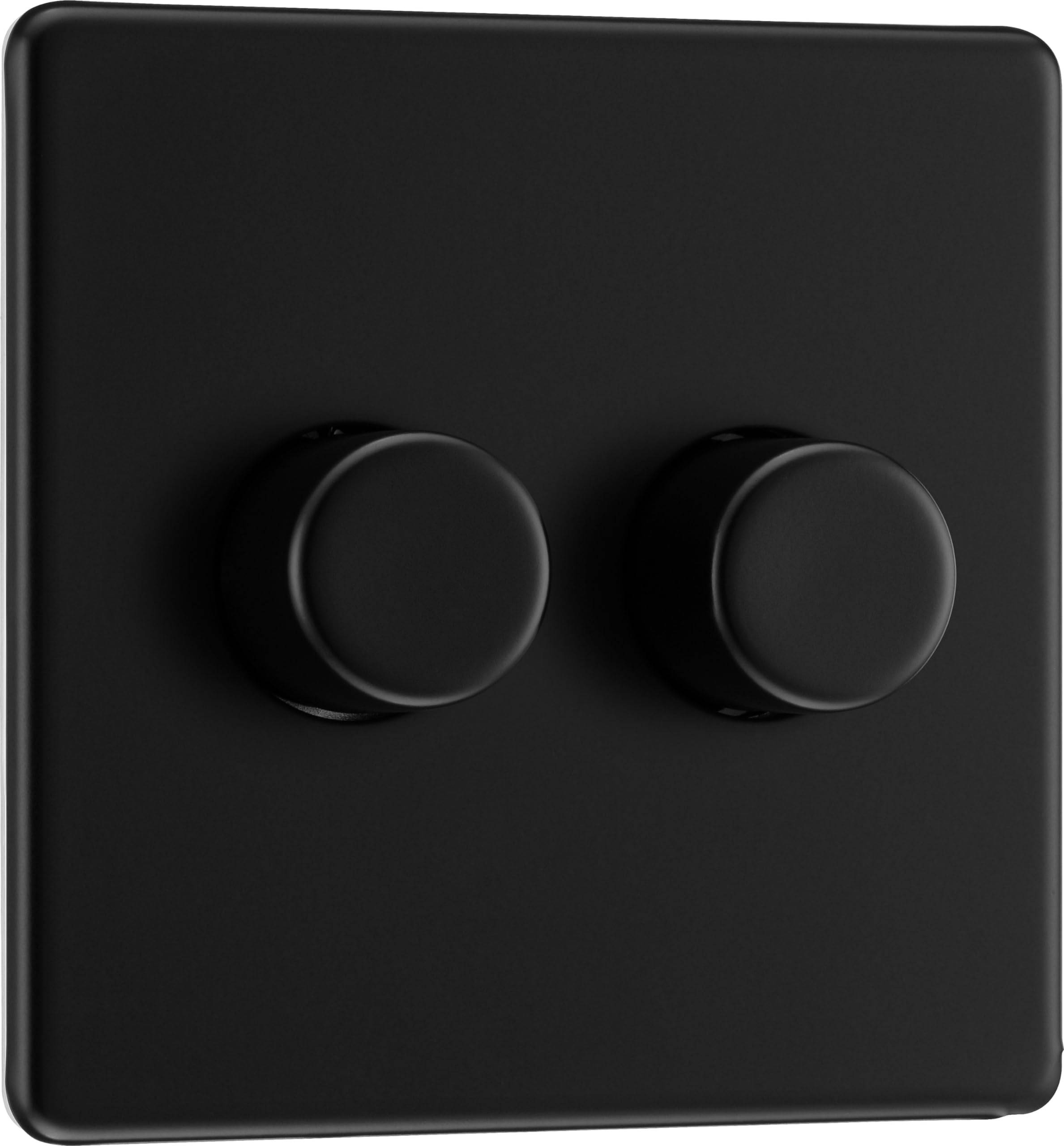British General BG Electrical Intelligent Double Wall Dimmer Switch, 2 Way, Screwless Front Plate, Premium Flatplate, Matt Black, 200W, FFB82