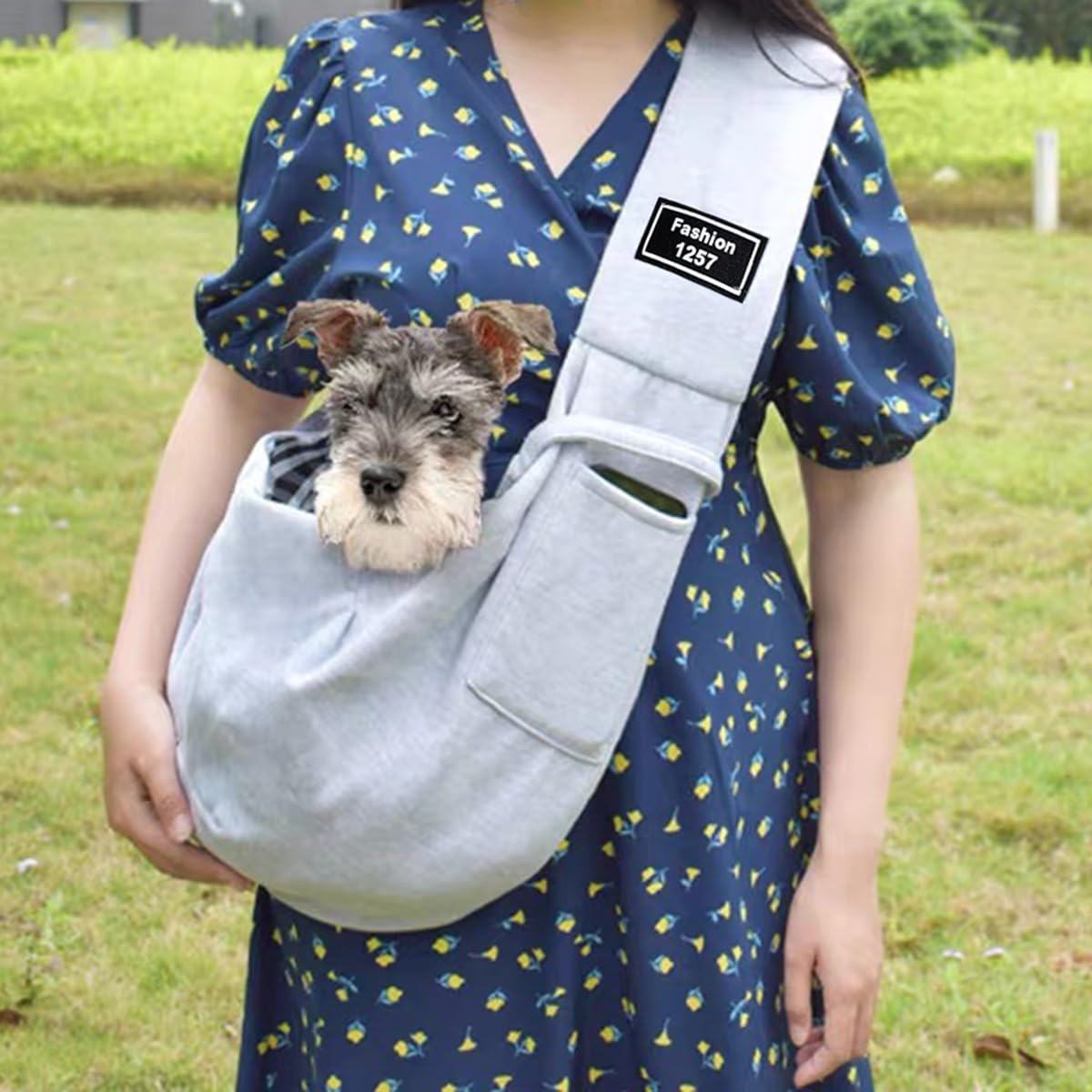 Puppy Sling Carrier for Small Dogs up to 15 lbs, Breathable Reversible Dog Bag Carrier Sling with Wide Strap