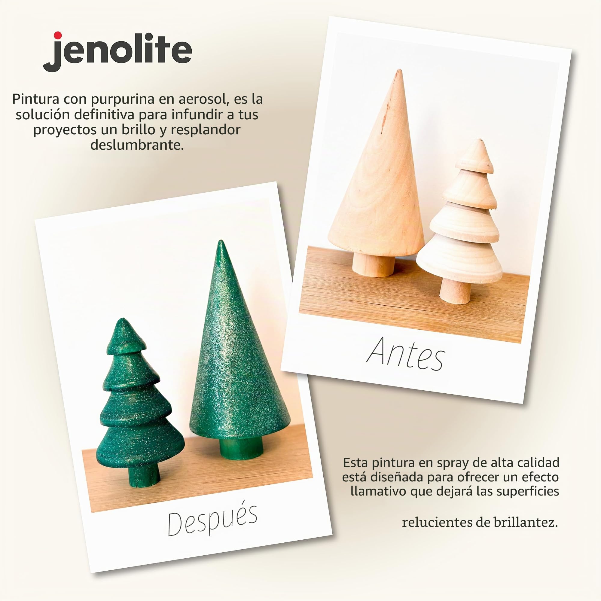 JENOLITE Pintura en aerosol con purpurina | VERDE | Pintura con purpurina de colores | Multisuperficie | Ideal para Marcos de Fotos, Espejos, Adornos y Manualidades | 3 x 400ml