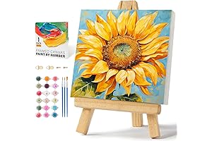 Framed Paint by Numbers Kit with Canvas, Sunflower Acrylic Easy Paint by...