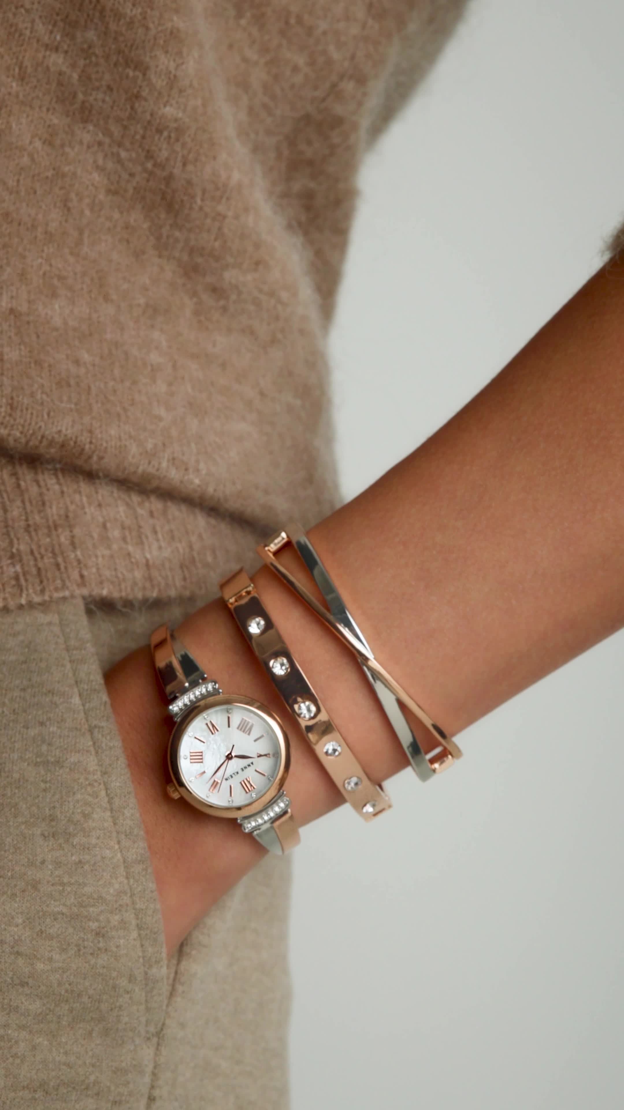 Anne Klein Two-Tone Rose Gold and Silver Watch Set Anne Klein Quick Set Date Two-tone Gold Plated Stainless  main image 3