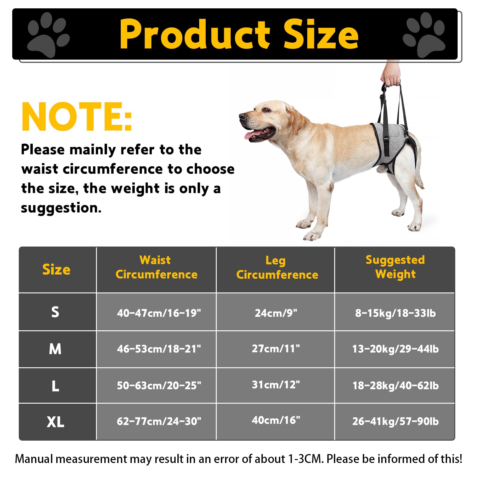 Dog Lifting Harness for Back Legs Dog Support Harness Slings for Large Medium Small Adjustable Dogs Brace for Hind Leg Support Strap for Injured Disabled Elderly Dogs Walking Aid (M) - Image 3