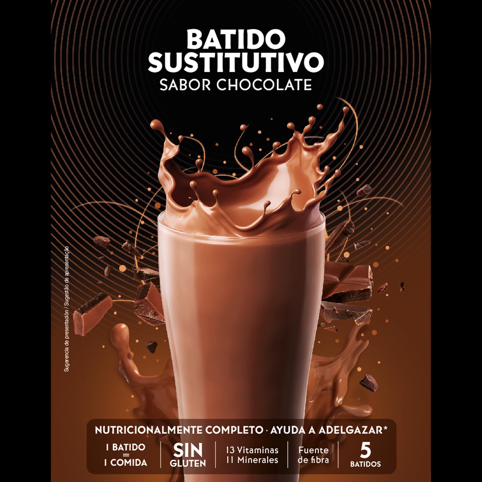 Bicentury Batido sustitutivo con Proteína sabor Chocolate, 16g proteína, nutricionalmente completo, Caja 5 unidades