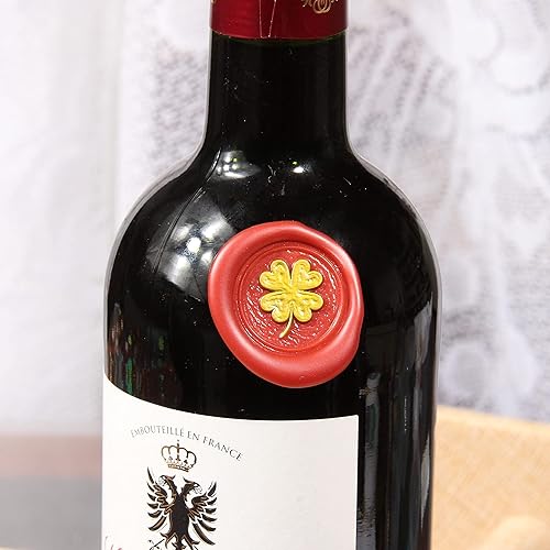 Miniatura 4 de Sello de cera de trébol de cuatro hojas, sello de trébol de la suerte, con mango de palisandro, 1 pulgada, sello distintivo de cera de sellado de