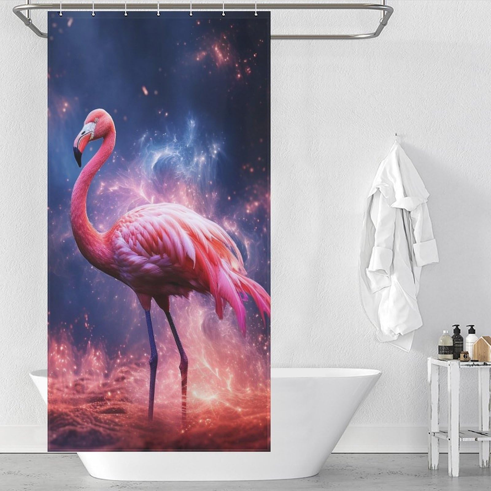 Rideau de douche imperméable lavable avec 12 crochets rideau de bain