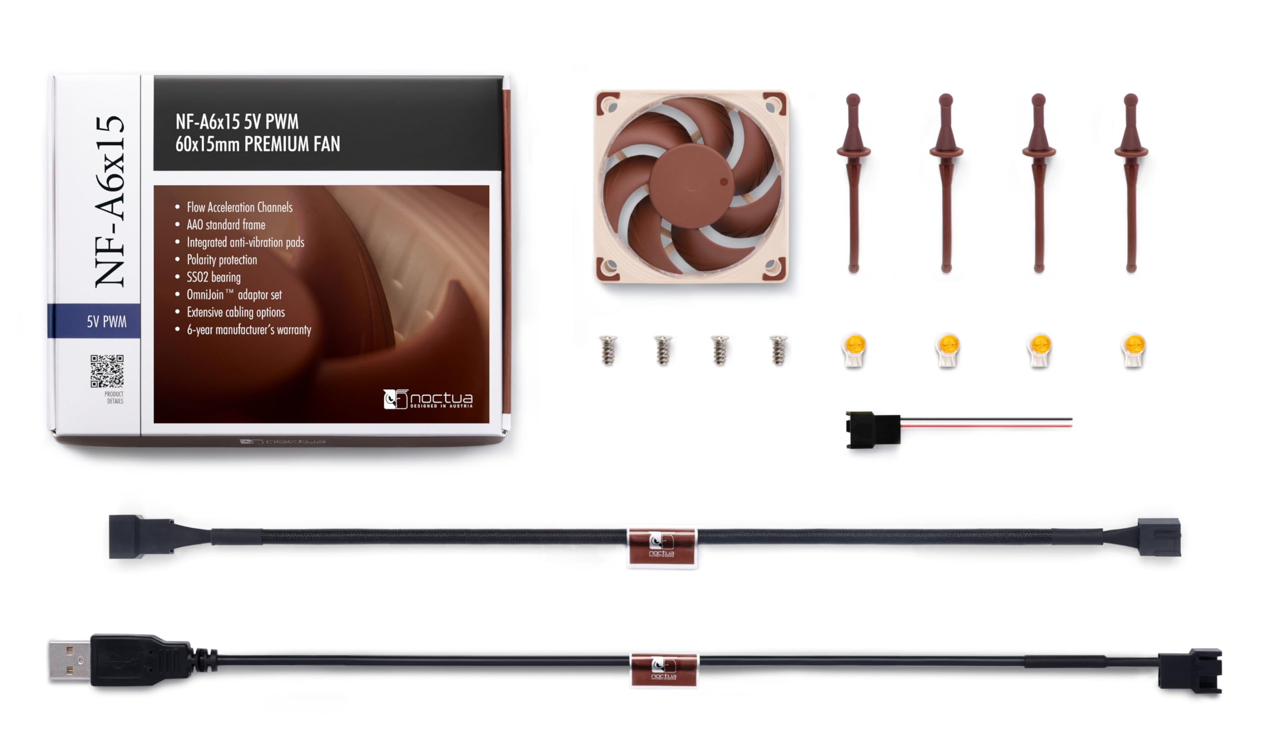 Noctua NF-A8 5V PWM, Ventola Silenziosa di Qualità Premium con Cavo Adattatore USB, 4-Pin, Versione da 5V (80 mm, Marrone