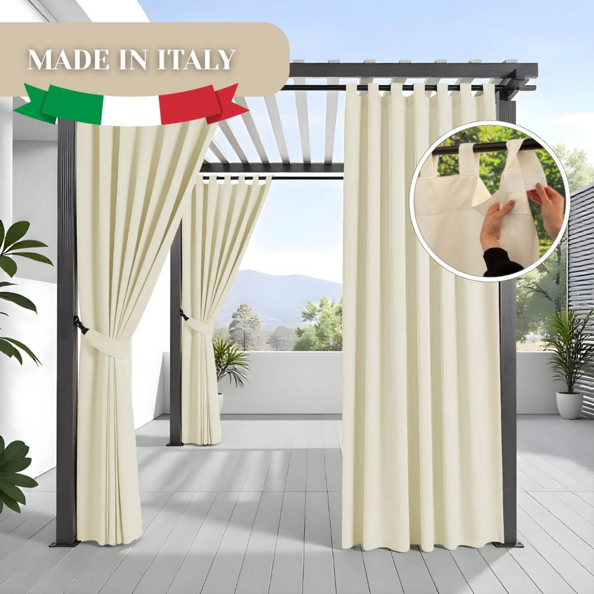 Morbidissimi Tenda Gazebo Idrorepellente e Resistente, Tenda Da Esterno 200x240 cm per Gazebo, Dotata di Passanti con Chiusura a Strappo, 100% Made in Italy - Panna