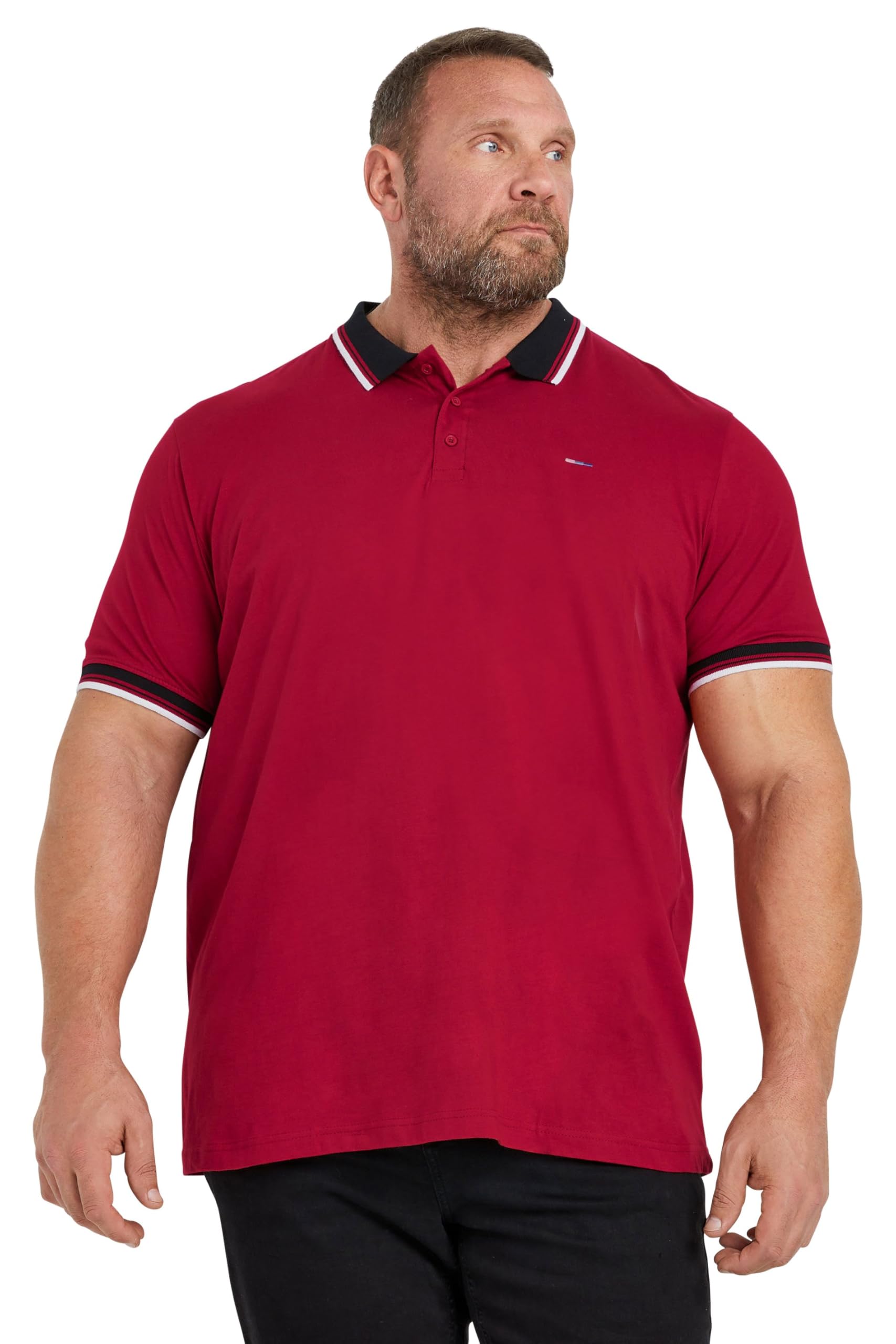 Badrhino Men's Red Big & Tall Contrast Tipped Detail Polo Shirt - Plus Curve 4XL Plus