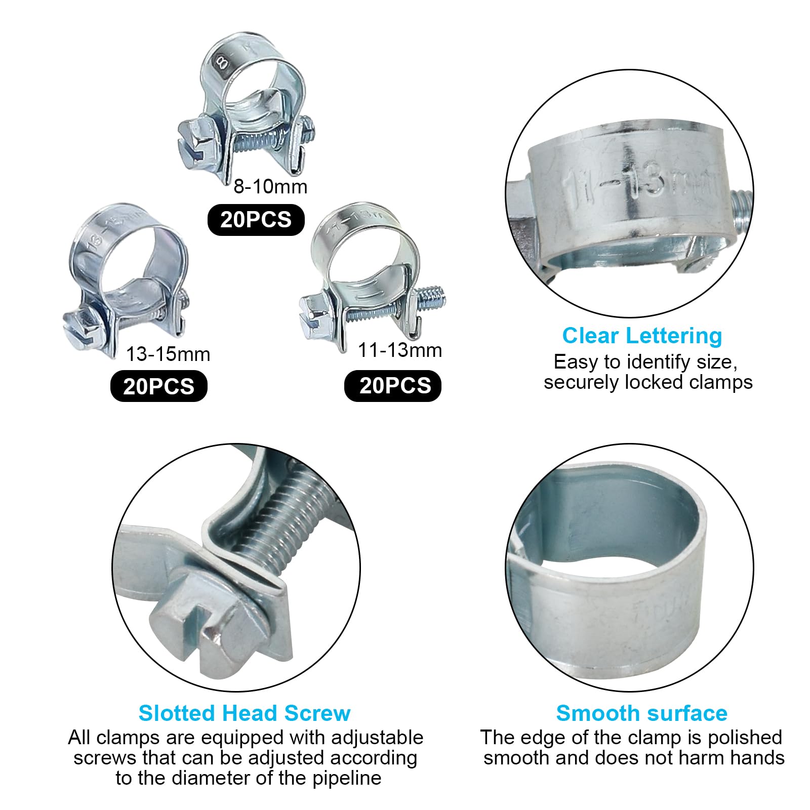 20 Fascette Metalliche Stringitubo Regolabili 8-10mm - Per Tubi Acqua, Carburante E Applicazioni Meccaniche - Foto 11