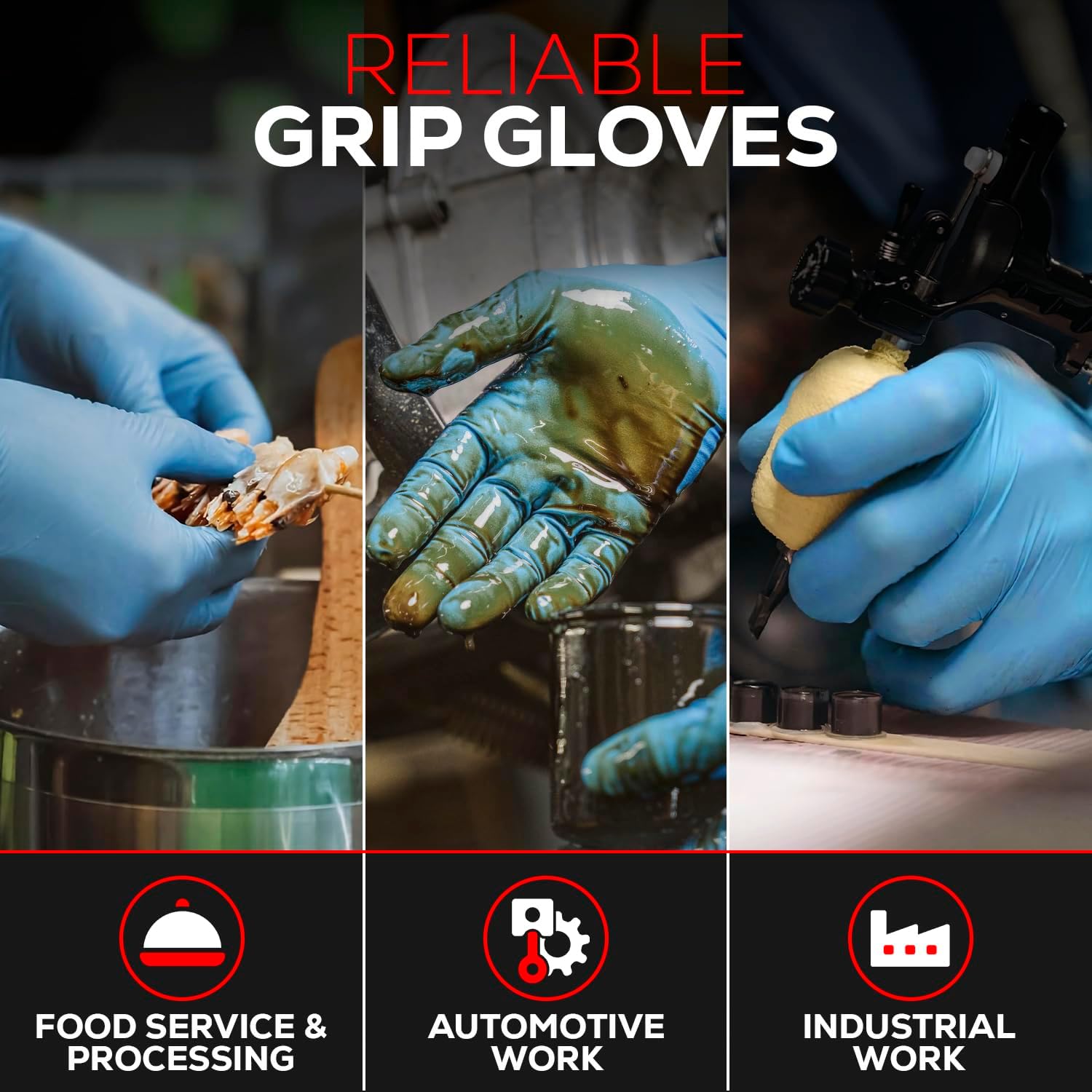First Glove Nitrile 8 Mil Bucket Fully Textured Blue Gloves - Heavy Duty Gloves for Industrial & Automotive Work 500ct
