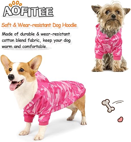 Miniatura 2 de AOFITEE Abrigo con capucha para perro, chaleco cálido para perro, sudadera de camuflaje para mascotas con bolsillo, acogedora pijama de cachorro