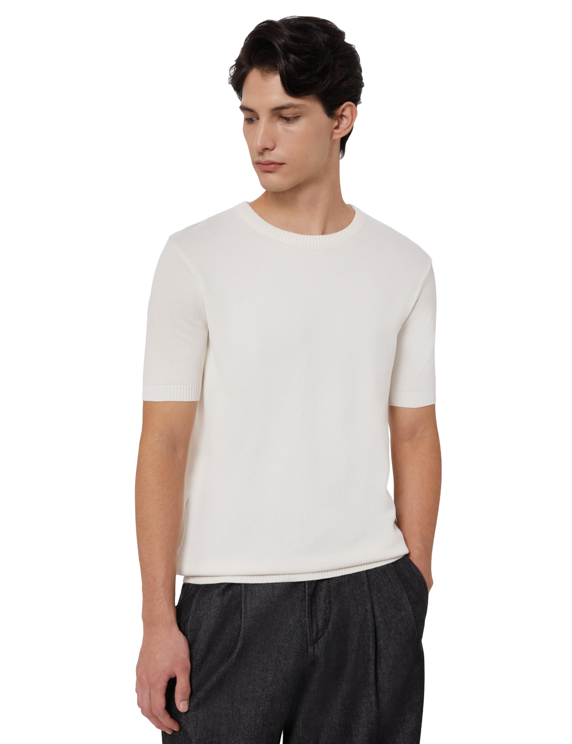 amazon brand - symbol Men's 100% Cotton Textured T-Shirts | Flat Knit |Round Neck | Half Sleeve | Available in Plus Sizes-picture-45
