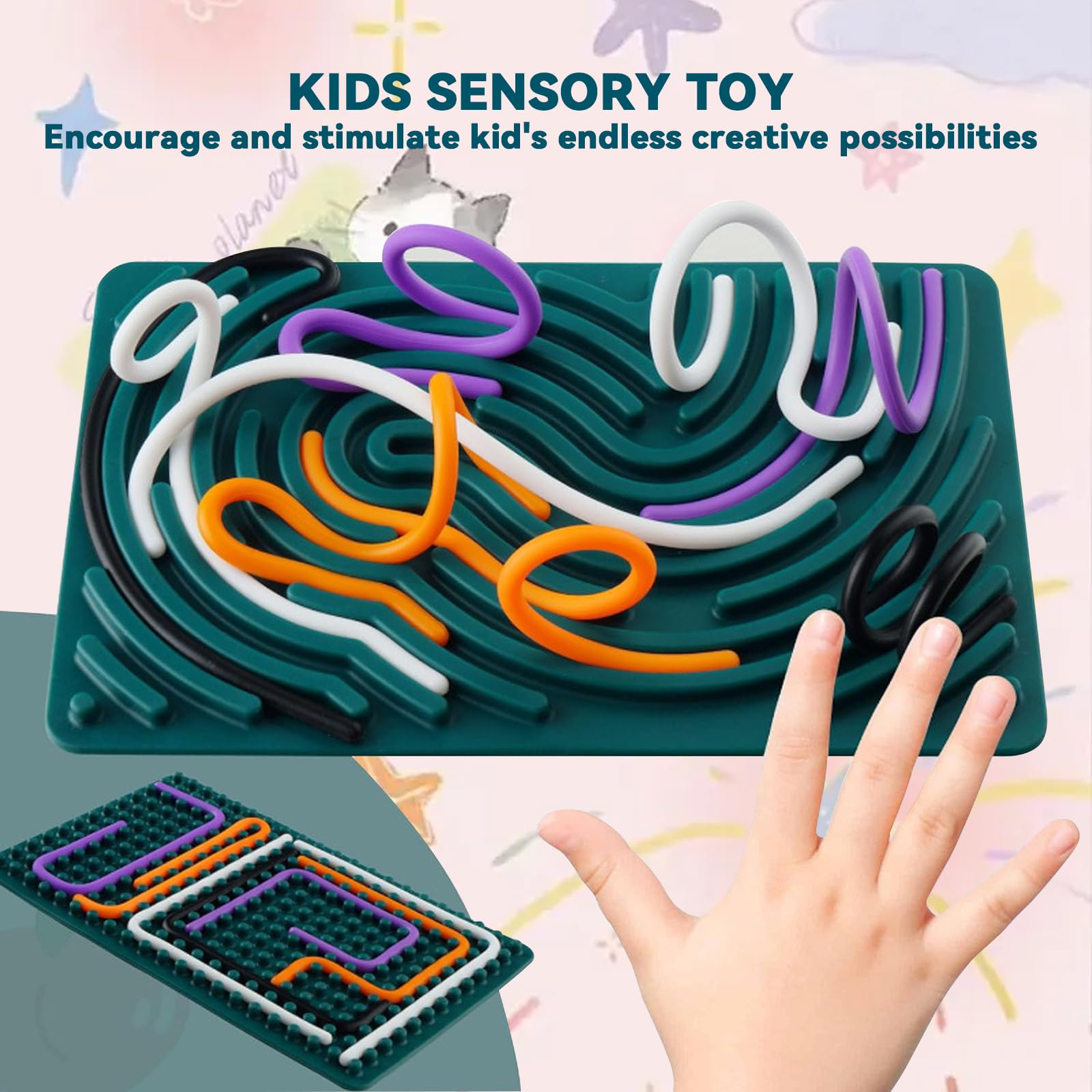 AYNKH Ultimate Sensory Toys Bundle, 2 Silicone Fidget Boards with 22 Strings and 2 Mesh Bags Perfect for Autism ADHD and Special Needs Developmental Toys Activities - Image 3