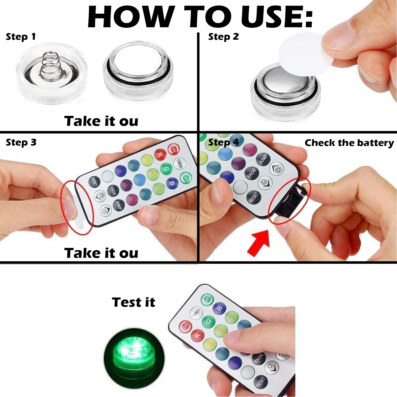 10 Pack Submersible LED Lights, Mini LED Lights Waterproof, Pool Lights Underwater, Tea Light with Remote Control - Image 3