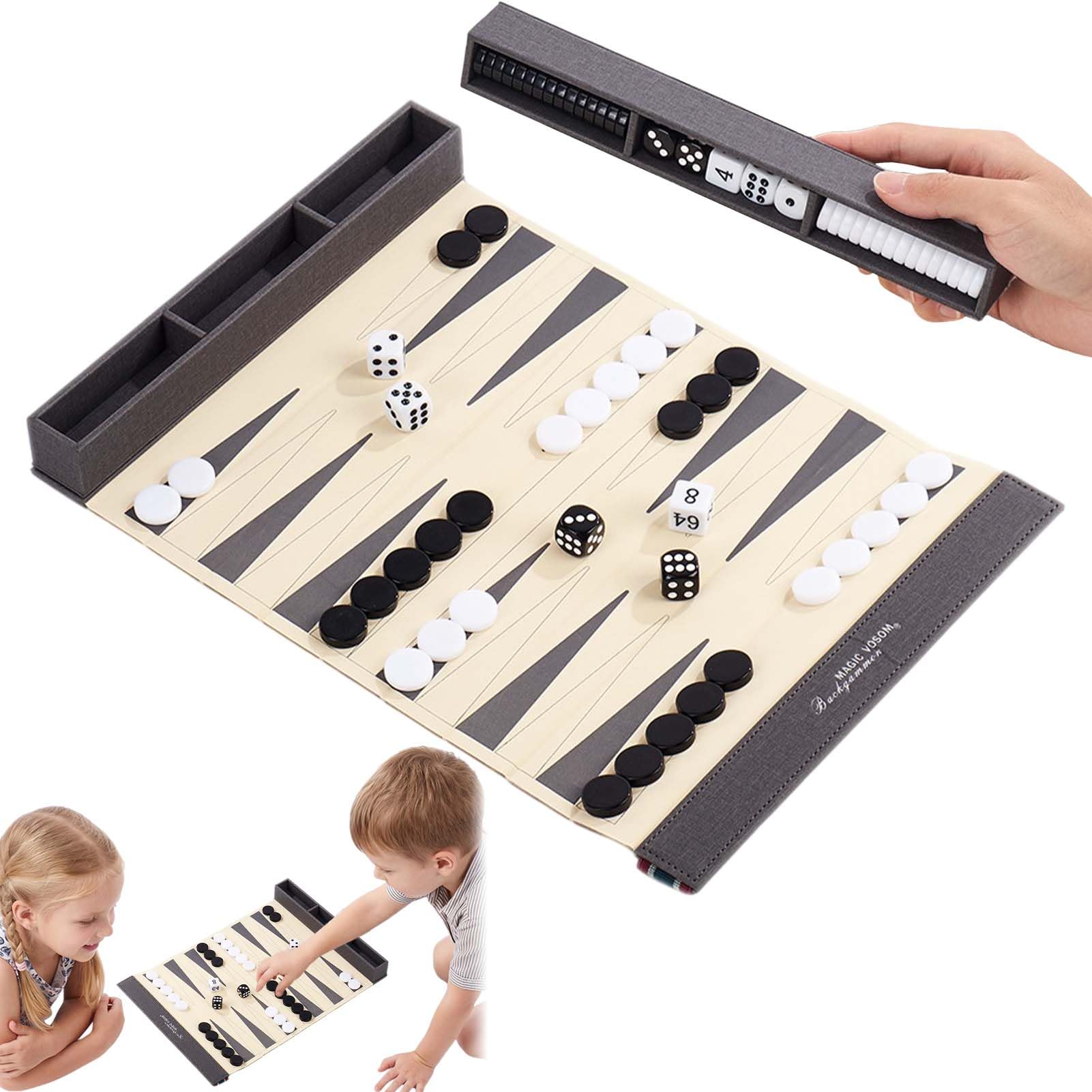 APLOS Travel Backgammon Set, Portable Traditional Board Game for 2 Players Adults and Kids - Travel Set with Backgammon Pieces and Dice