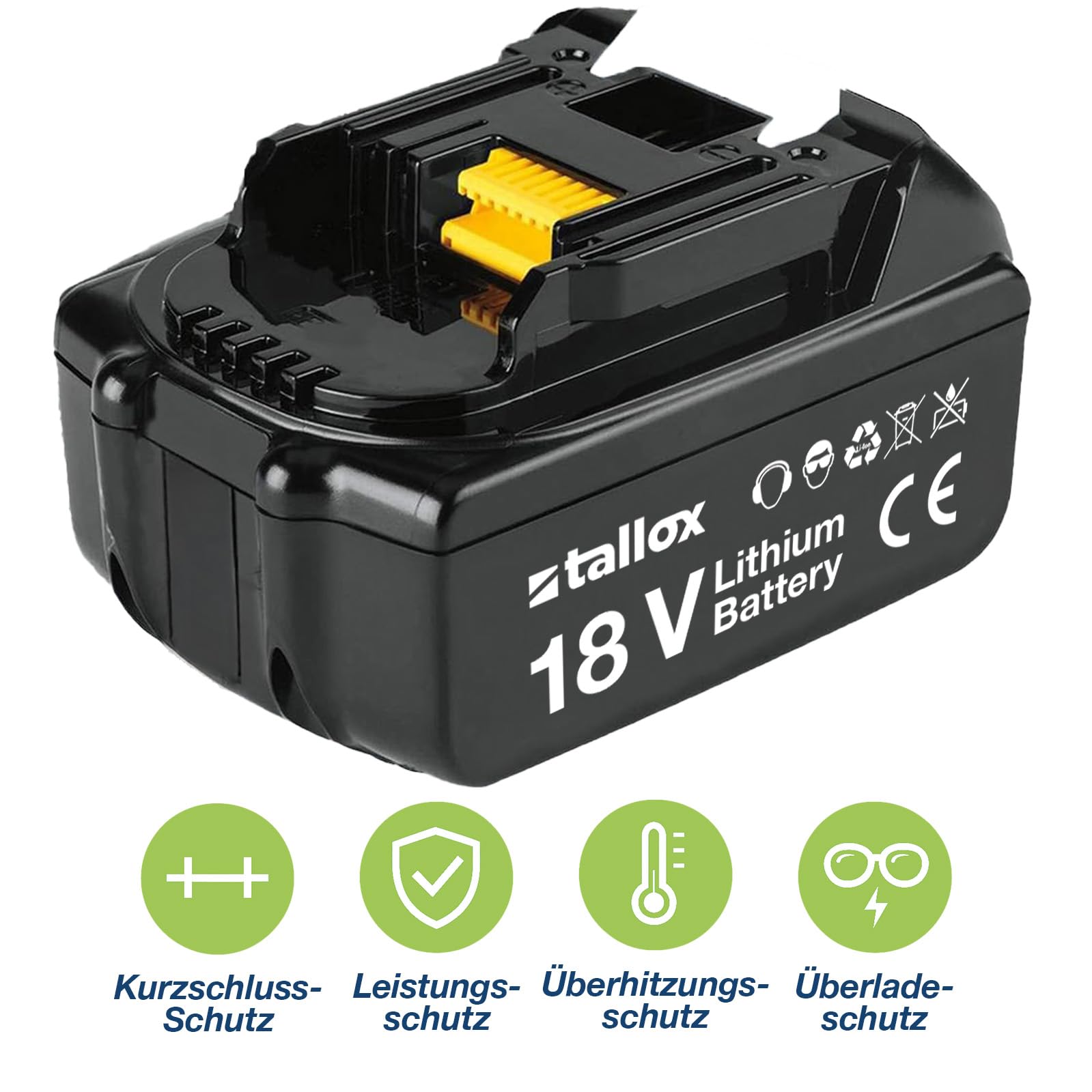 Tallox Batería de repuesto de 3,5 Ah compatible con batería Makita de 18 V de ion de litio, batería original BL1850B BL1860B 194205-3 LXT-400