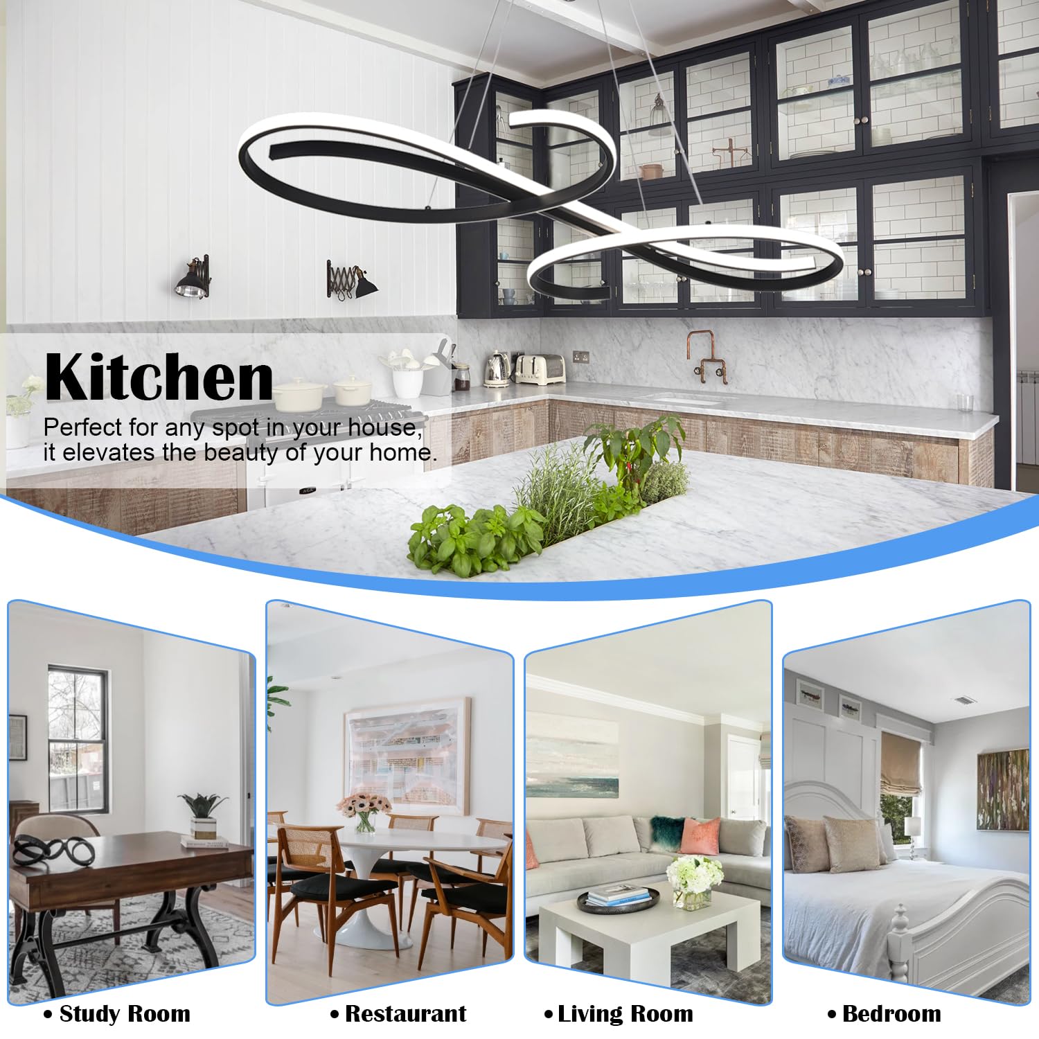 Lampada a Sospensione a LED per tavolo da pranzo, Dimmerabile, Moderna Lampada a Sospensione a LED con Telecomando, 3000K-6500K, Temperatura di colore 10%-100% " | Luce regolabile 3000K-6500K con telecomando, apparecchio di illuminazione ideale per sala d