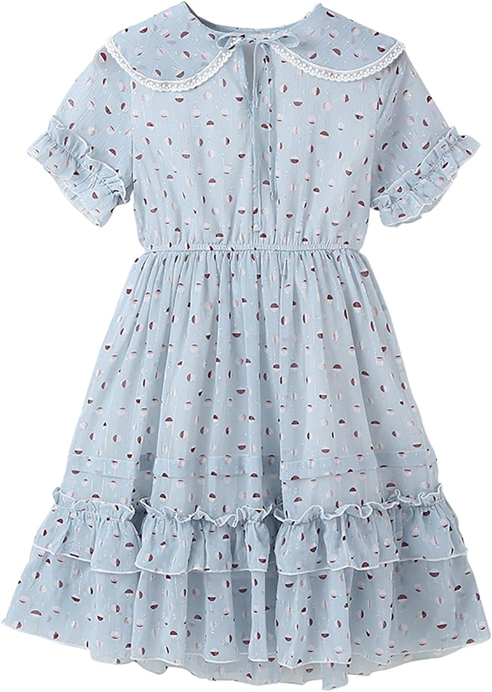 ショッピング 女の子のドレス巨乳の花のスカート女の子の夏のドレスフィッシングhort袖のスカート子供のライトブルーのドレス