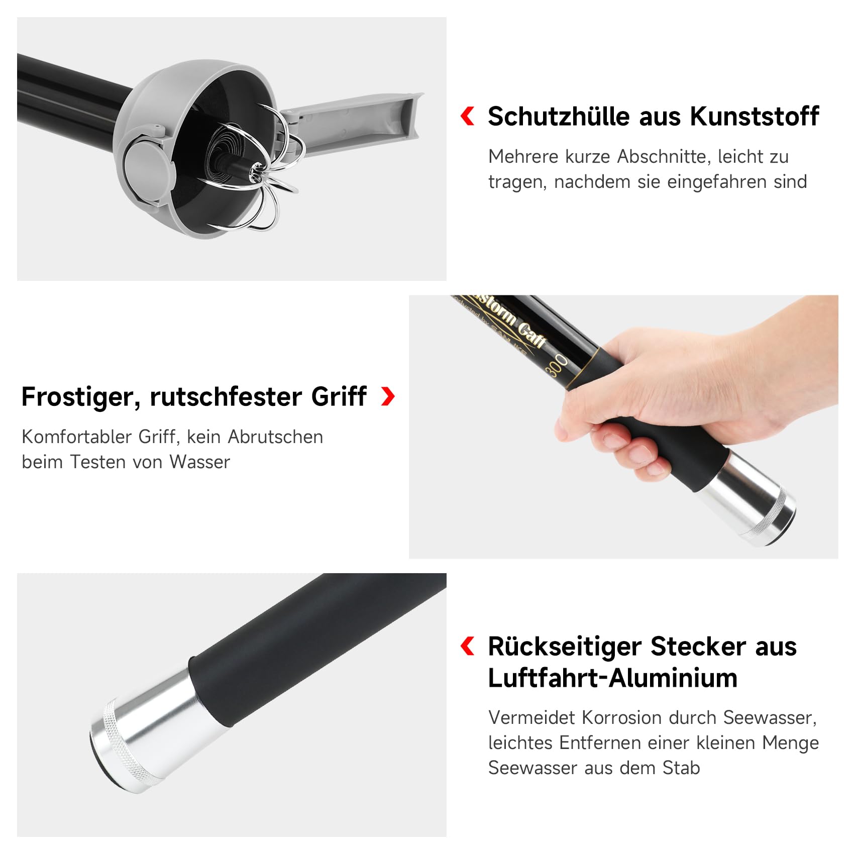 KOMCLUB Fisch Gaff Haken | Stahlhaken für Tintenfische & Kalmare, sicherer Halt ohne Abrutschen