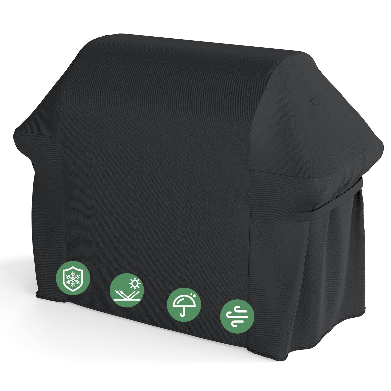 COSTWAY Grill Cover, Heavy Duty Waterproof BBQ Cover with Dual Handles, Elastic Drawstring, Hook and Loop Fasteners, All Weather Protection Rip-Proof Gas Grill Cover (151 × 71 × 113cm)