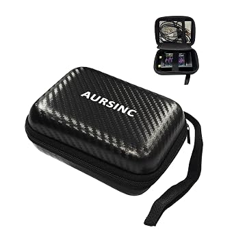 AURSINC 2.8 Inch Protective Case for NanoVNA H/TinySA, Waterproof Shockproof EVA Hard Shell Storage Bag with Carry Strap, Protective Divider, Secure Fit for Tiny Antenna Analyzer and Spectrum Analyzer