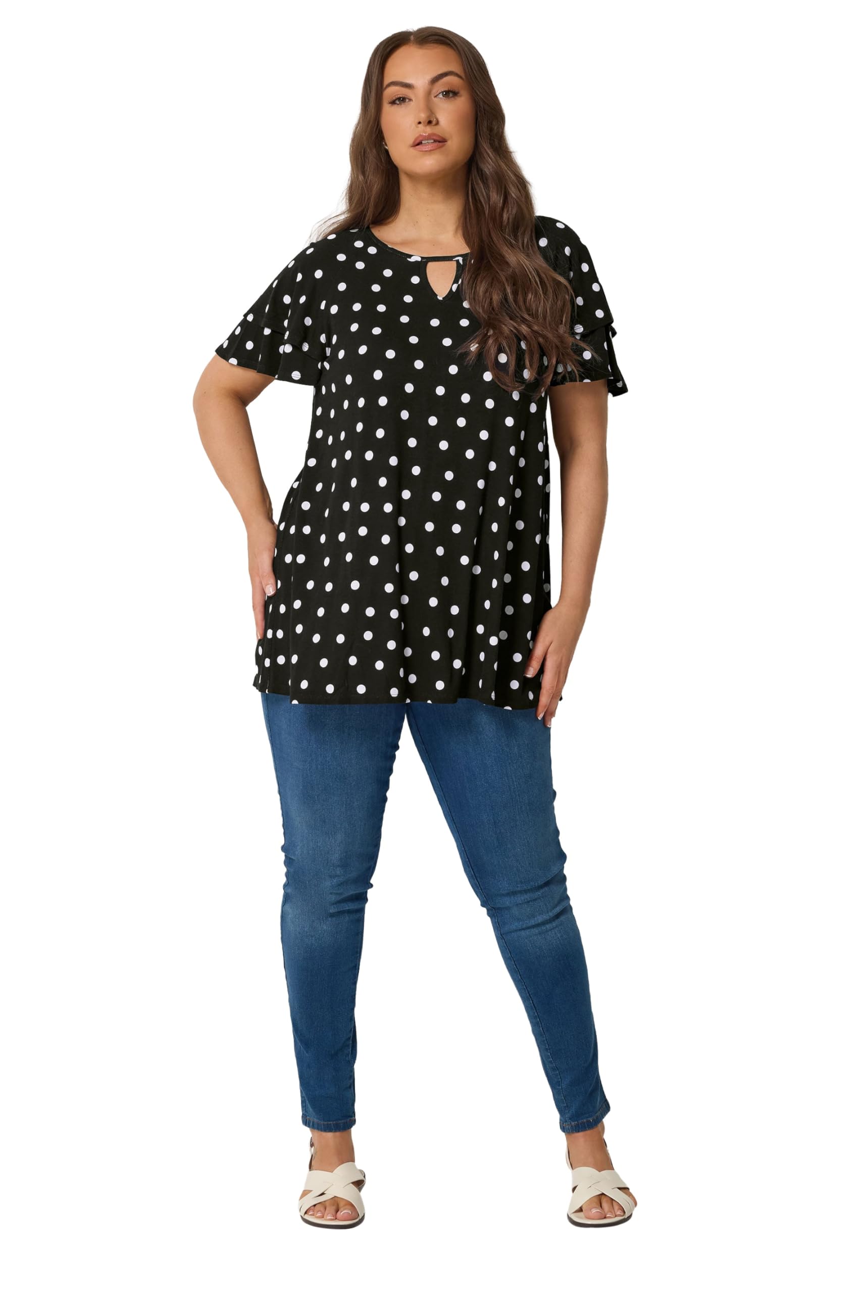 Yours Women's Black Polka Dot Top In | : Size 20