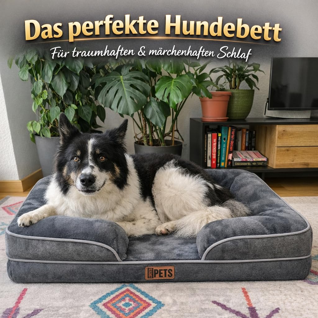 Cama Ortopédica para Perros medianos - con Espuma Viscoelástica, 2 cm de Gel Refrigerante, Impermeable y Base Antideslizante - Sofá para Perro mediano (LARGO: 90cm - ANCHO:64cm ALTO: 17cm)