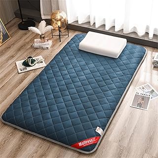 Colchón de piso japonés, colchón plegable de futón japonés, colchón enrollable tatami, tumbona de piso transpirable cama de invitados para sofá de camping (Color: azul, tamaño: 90 x 200 cm)